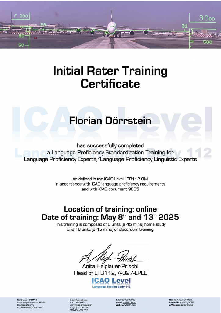 Professioneller Language Proficiency Check Florian Dörrstein